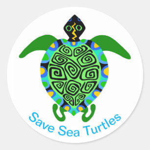 Bedreigd dier - Save Zee TURTLES - Wildlife - Ronde Sticker