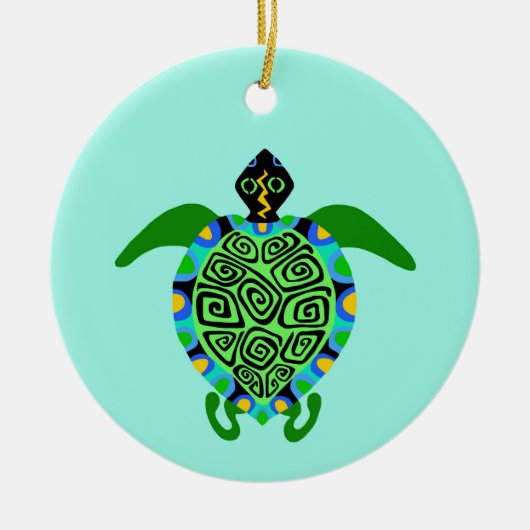 Bedreigd dier - Zee SCHILDPAD - Wildlife - Aqua Keramisch Ornament (Voorkant)