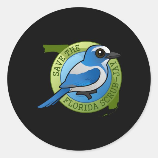 Bedreigd Florida Scrub-Jay Coon Vogelbescherming Ronde Sticker (Voorkant)