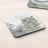 Bedreigd Handbeschilderd Sneeuw Leopard onderzette Bier Onderzetter (Linkerzijde)