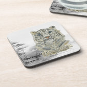 Bedreigd Handbeschilderd Sneeuw Leopard onderzette Bier Onderzetter (Linkerzijde)