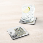 Bedreigd Handbeschilderd Sneeuw Leopard onderzette Bier Onderzetter (Rechterzijde)