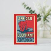 Bedreigde African Elephant Pop Art T-shirts Briefkaart (Staand voorkant)