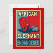 Bedreigde African Elephant Pop Art T-shirts Briefkaart (Voorkant / Achterkant)