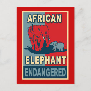 Bedreigde African Elephant Pop Art T-shirts Briefkaart