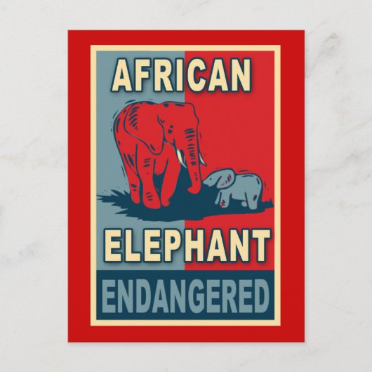 Bedreigde African Elephant Pop Art T-shirts Briefkaart (Voorkant)