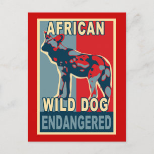 Bedreigde African Wild Dog Pop Art Tshirts Briefkaart