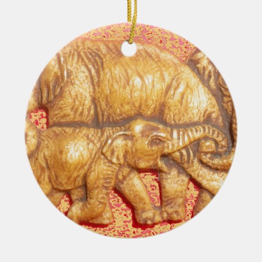 bedreigde Afrikaanse Mara Elephants Keramisch Ornament (Voorkant)