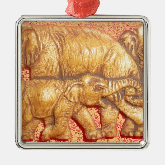 bedreigde Afrikaanse Mara Elephants Metalen Ornament (Voorkant)