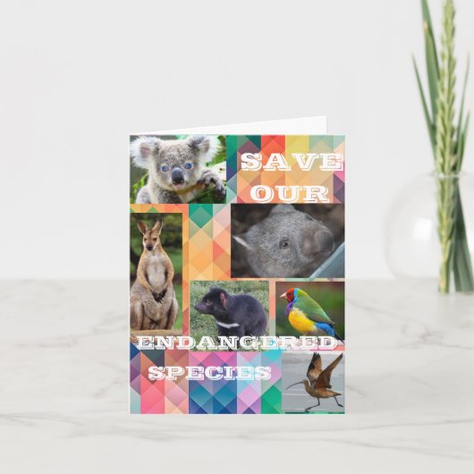 bedreigde australische diersoorten bedankkaart (Voorkant)