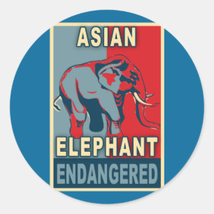 Bedreigde Aziatische Olifant Pop Art Tshirts Ronde Sticker