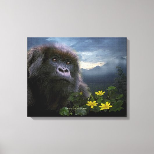 Bedreigde berggorilla genaamd "HOPE" Art Canvas Afdruk (Voorkant)