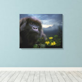 Bedreigde berggorilla genaamd "HOPE" Art Canvas Afdruk (Insitu (Houten vloer))