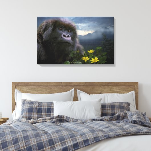 Bedreigde berggorilla genaamd "HOPE" Art Canvas Afdruk (Insitu (Slaapkamer))
