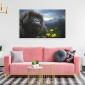 Bedreigde berggorilla genaamd "HOPE" Art Canvas Afdruk (Insitu (Woonkamer))