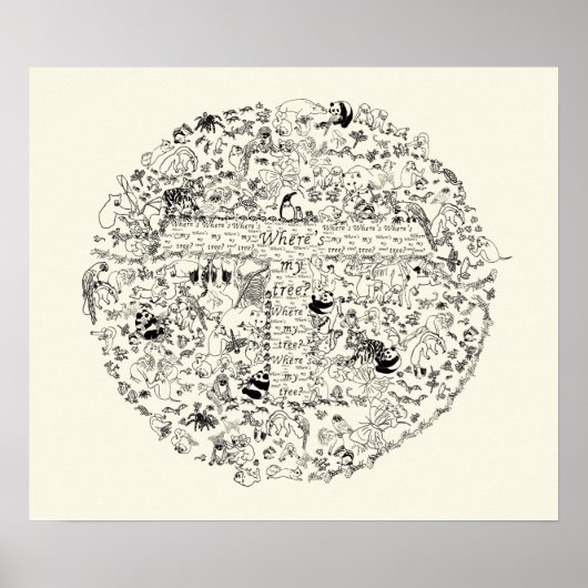 Bedreigde Dieren Bomen Planeet Aarde Tekening Kuns Poster (Voorkant)
