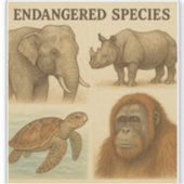 Bedreigde diersoorten  illustratie sticker (Voorkant)