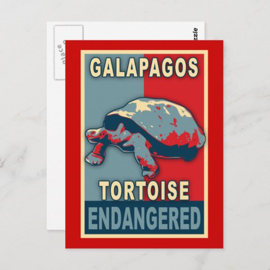 Bedreigde Galapagos Tortoise Pop Art Tshirts Briefkaart (Voorkant / Achterkant)