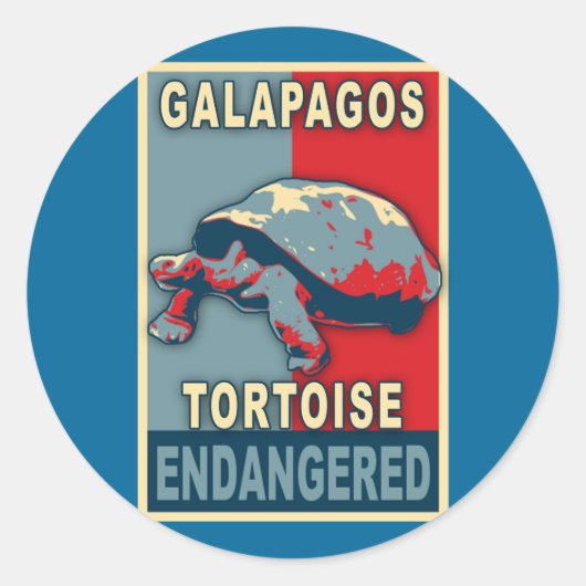 Bedreigde Galapagos Tortoise Pop Art Tshirts Ronde Sticker (Voorkant)