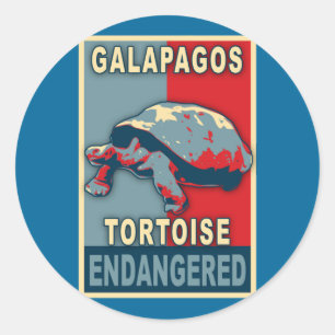 Bedreigde Galapagos Tortoise Pop Art Tshirts Ronde Sticker