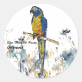 Bedreigde handgeschilderde ara ronde sticker (Voorkant)