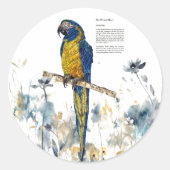 Bedreigde handgeschilderde ara ronde sticker (Voorkant)