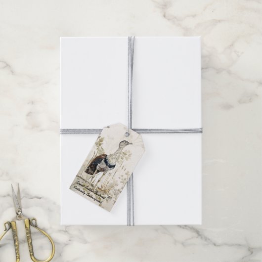 Bedreigde handgeschilderde grote Indische bustard Cadeaulabel (Met Touw)