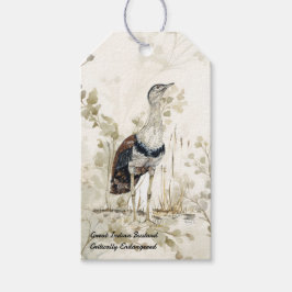 Bedreigde handgeschilderde grote Indische bustard Cadeaulabel