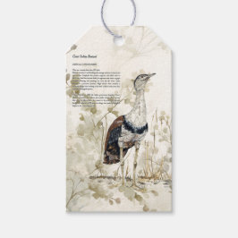 Bedreigde handgeschilderde grote Indische bustard Cadeaulabel