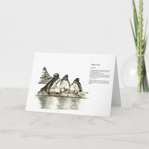 Bedreigde handgeschilderde pinguïns Dank u Bedankkaart