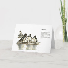 Bedreigde handgeschilderde pinguïns Dank u Bedankkaart