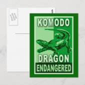 Bedreigde Komodo Dragon Pop Art Tshirts Briefkaart (Voorkant / Achterkant)