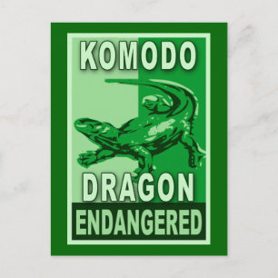 Bedreigde Komodo Dragon Pop Art Tshirts Briefkaart