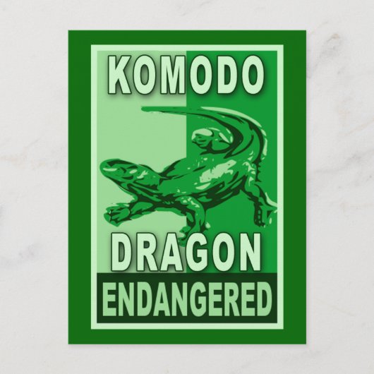 Bedreigde Komodo Dragon Pop Art Tshirts Briefkaart (Voorkant)