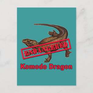 Bedreigde Komodo Dragon Tshirts Briefkaart