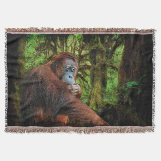 Bedreigde orangutan- en regenwoudkunst deken (Voorkant)