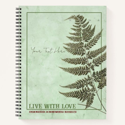 Bedreigde Planten: Acrorumohra hasseltii Notitieboek (Voorkant)