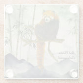 Bedreigde Schattigee handgeschilderde rode panda Glazen Onderzetter (Achterkant)