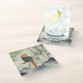 Bedreigde Schattigee handgeschilderde rode panda Glazen Onderzetter (Schuin)