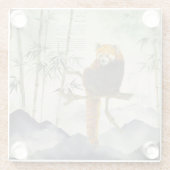 Bedreigde Schattigee handgeschilderde rode panda Glazen Onderzetter (Achterkant)