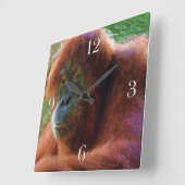 Bedreigde Vrouw Orangutan Primate Wildlife Art Vierkante Klok (Hoek)