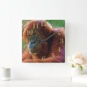 Bedreigde Vrouw Orangutan Primate Wildlife Art Vierkante Klok (Huis)