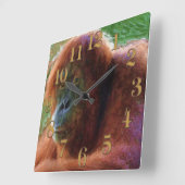 Bedreigde Vrouw Orangutan Primate Wildlife Art Vierkante Klok (Hoek)