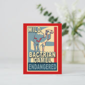 Bedreigde Wild Bactrian Camel Pop Art Tshirts Briefkaart (Staand voorkant)