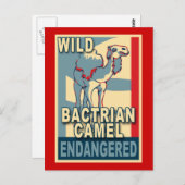 Bedreigde Wild Bactrian Camel Pop Art Tshirts Briefkaart (Voorkant / Achterkant)