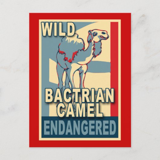 Bedreigde Wild Bactrian Camel Pop Art Tshirts Briefkaart (Voorkant)