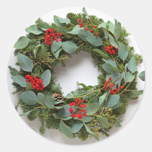 Bedreiging met eucalyptus en bessen ronde sticker (Voorkant)
