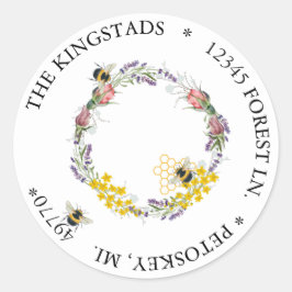 Bedreiging van bloemen en bijen ronde sticker