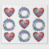 Bedreiging van bloemen en harten voor bruiloft cadeaupapier (Vlak)