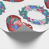 Bedreiging van bloemen en harten voor bruiloft cadeaupapier (Hoek)